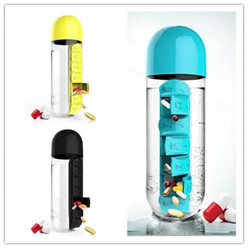 Direct Selling Two-In-One Water Cup Pill Box 7-Day Pill Box 7 Grids Outdoor Easy To Carry Water Bottle One Week With Pill Box Cup - Bellarte Enchanté Direct Selling Two-In-One Water Cup Pill Box 7-Day Pill Box 7 Grids Outdoor Easy To Carry Water Bottle One Week With Pill Box Cup